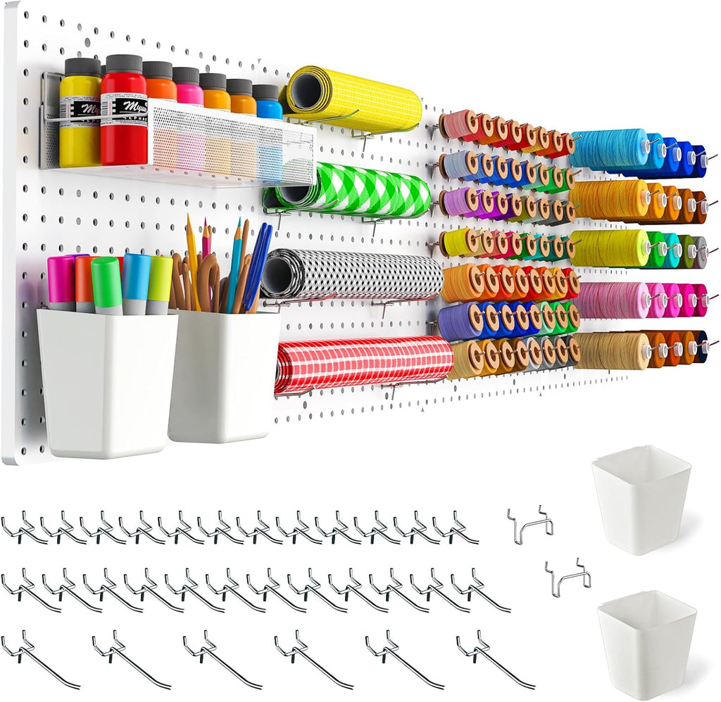 FZK Peg Board,36pcs Pegboard Kit, Includes 4 White Pegboard and Accessories,Plastic Peg Board,with Hooks,Peg Board Wall Organizer for Office, Craft Room